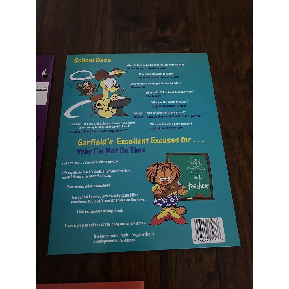 3 Vintage Garfield Pocket Folders‎ Lot 1978 Mead Portfolio Messy Bedroom Lunch